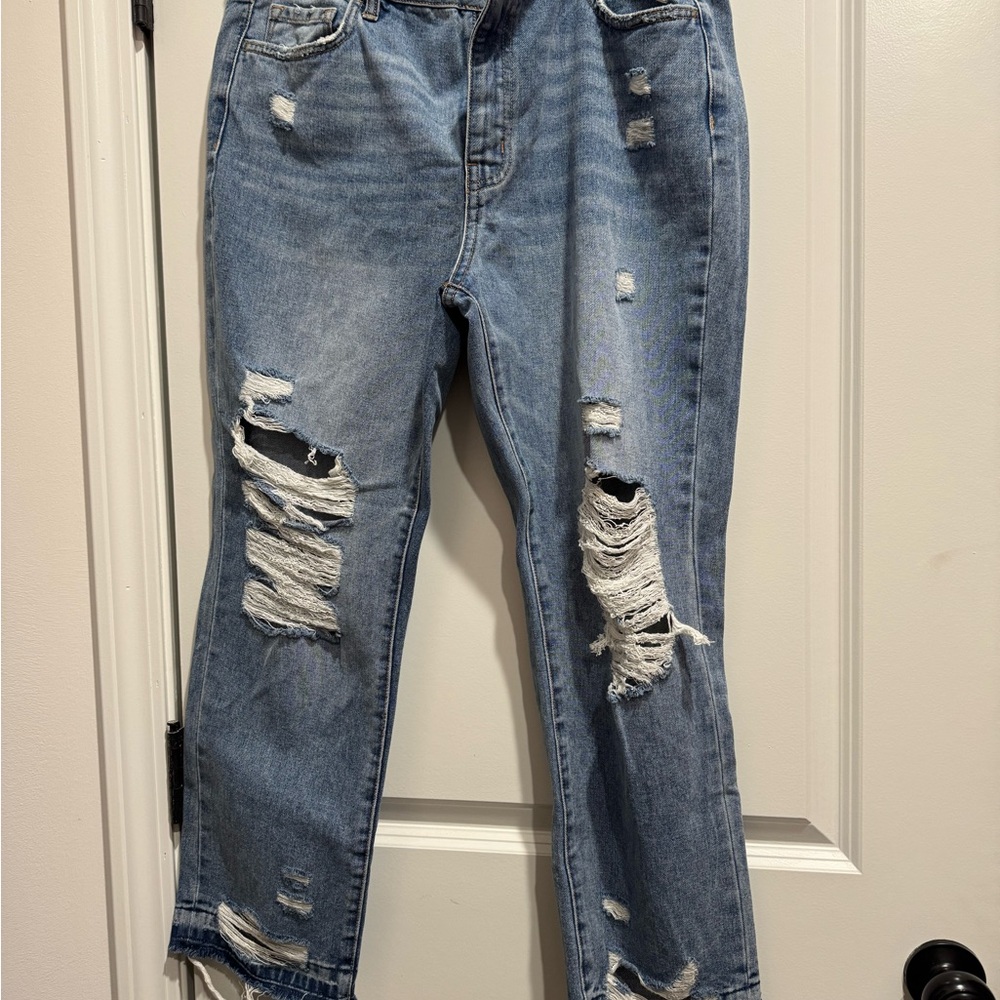 Flying‎ Monkey NWT High Waisted Ankle Cropped Jeans Distressed Size 30